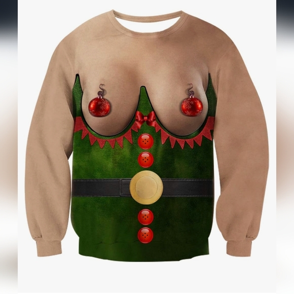Idgreatim Unisex 3D Playful Holiday Ornament Christmas Ugly Sweater Large BNWOT - Picture 1 of 4